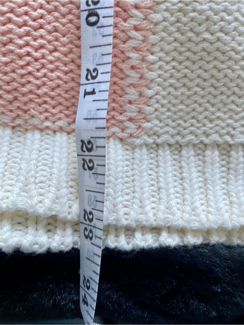 Hem & Thread Blush Pink/Peach Ivory Checkerboard Knit Sweater Sz L NWT - Picture 11 of 11